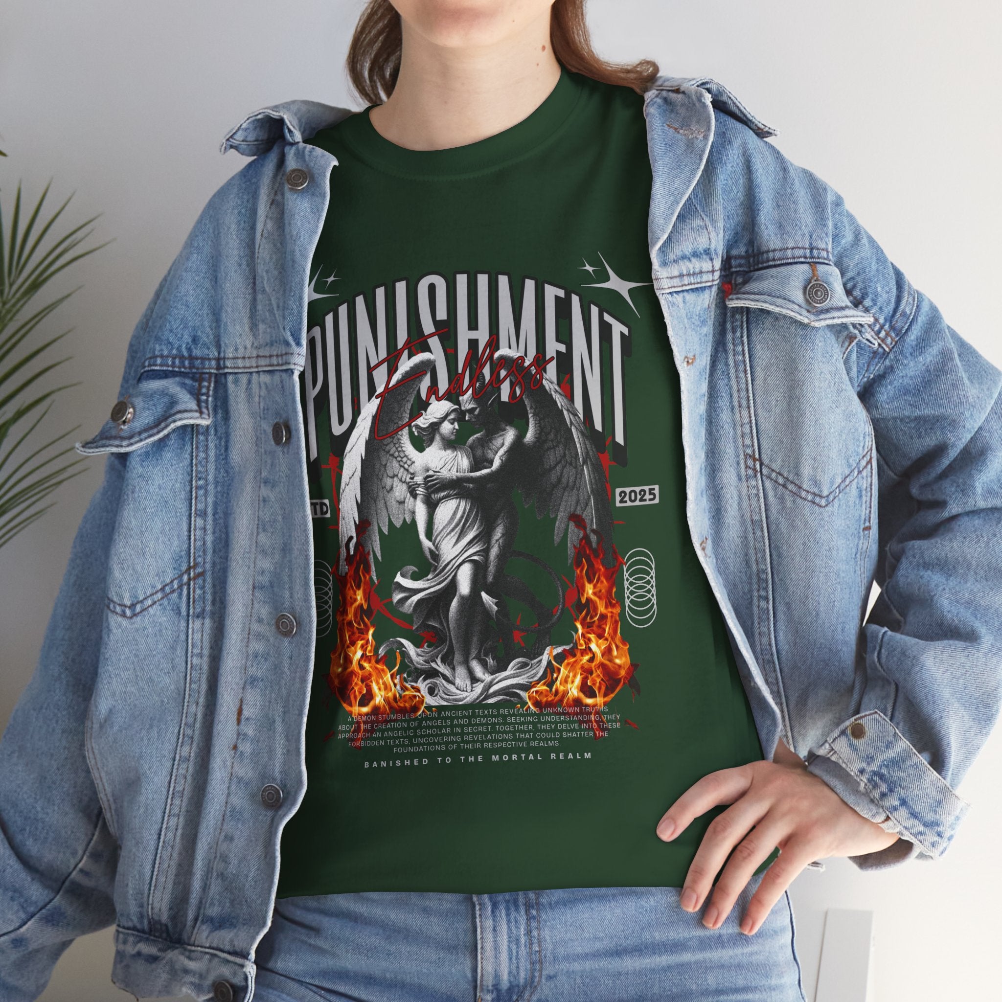 Endless Punishment: Angel & Demon Embrace Streetwear Graphic
