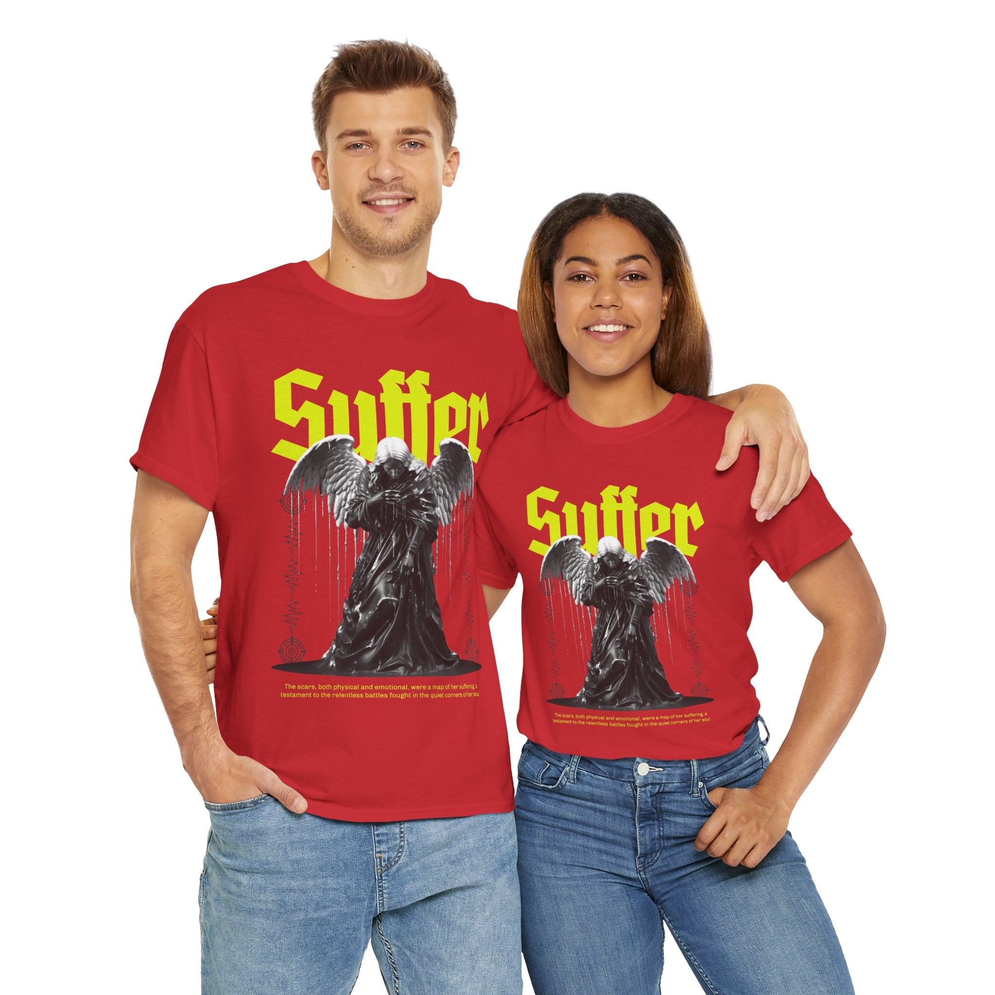 Suffer" Dark Angel Statue with Soundwave - Emotional Digital Art