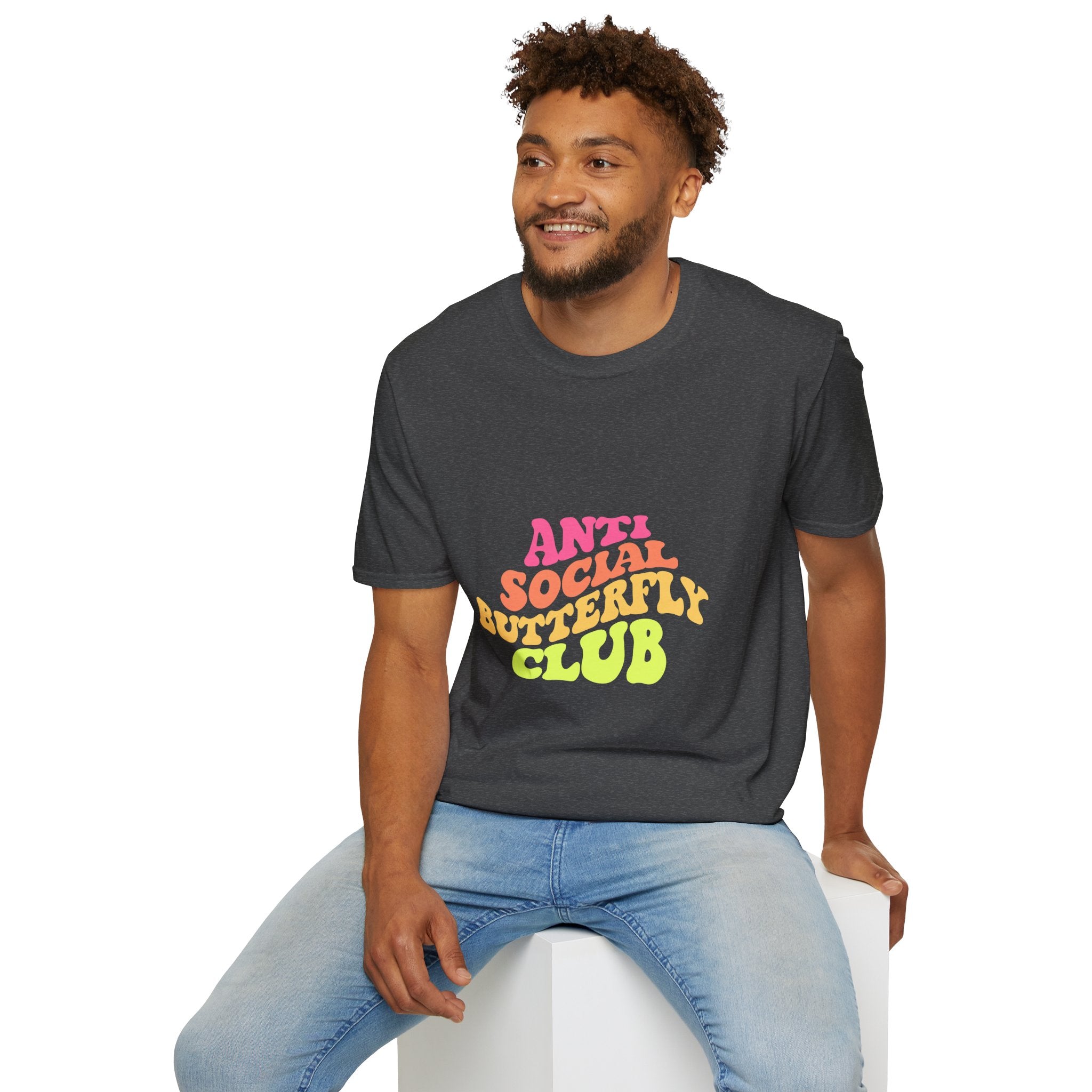 Anti Social Butterfly Club T-Shirt – Funny Introvert Graphic Tee, Sarcastic Unisex Shirt, Humor Casual Apparel